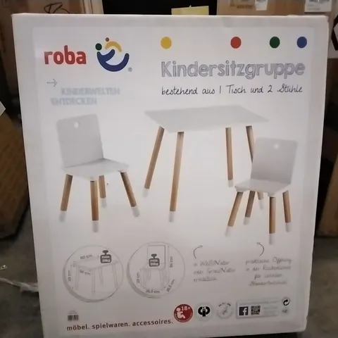 BOXED ROBA KIDS 3 PIECE RECTANGULAR PLAY OR ACTIVITY TABLE AND CHAIR SET (1 BOX)