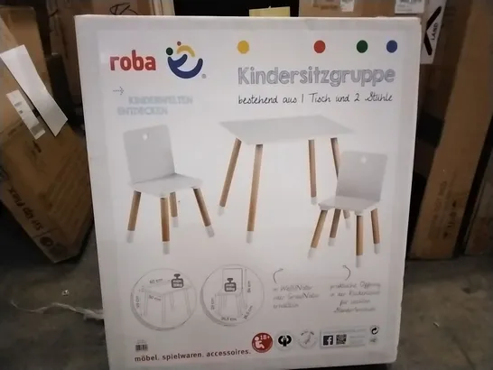 BOXED ROBA KIDS 3 PIECE RECTANGULAR PLAY OR ACTIVITY TABLE AND CHAIR SET (1 BOX)