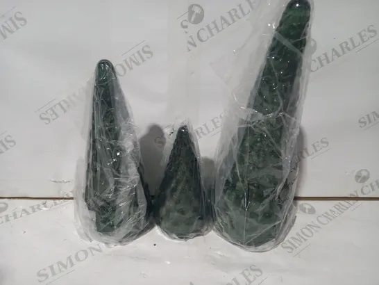 ALISON CORK SET OF MERCURY GLASS TREES - GREEN