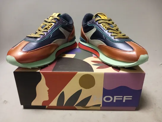 BOXED PAIR OF HOFF TRAINERS IN METALLIC MULTICOLOUR UK SIZE 7