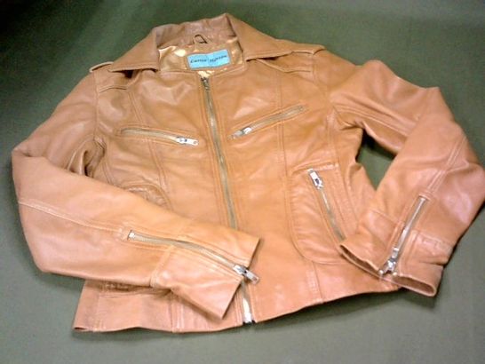 CARRIE HOXTON BROWN LEATHER JACKET - 8
