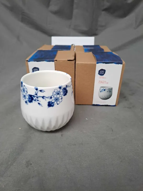 HEINEN DEFTS BLAUW X4 BLUE FLORAL COFFEE CUPS 