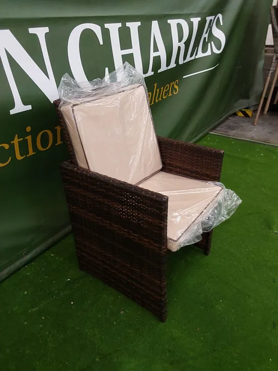 BARCELONA CHOCOLATE MIX RATTAN AND COFFEE CREAM CUSHION CUBE CHAIR 