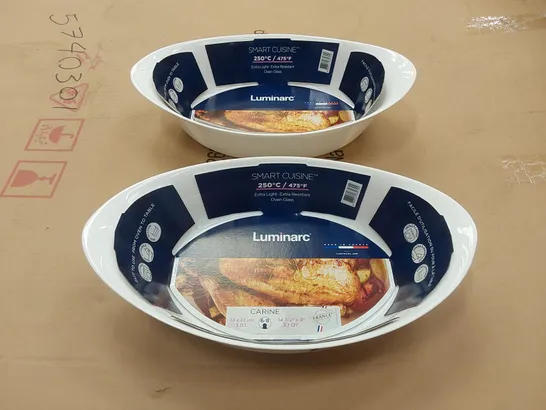 BOXED SET OF 2 LUMINARC SMART CUISINE WHITE OVEN DISH 38 X 23cm 