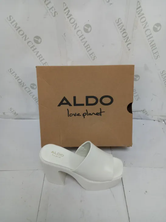 BOXED PAIR OF ALDO MAYSEE UK 4 WHITE HEELS 