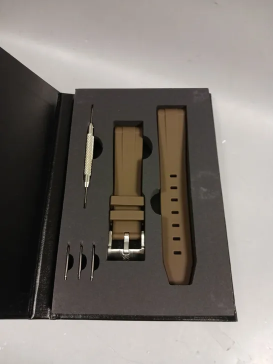 STRAPS & KETTLES BROWN RUBBER WATCH STRAP 