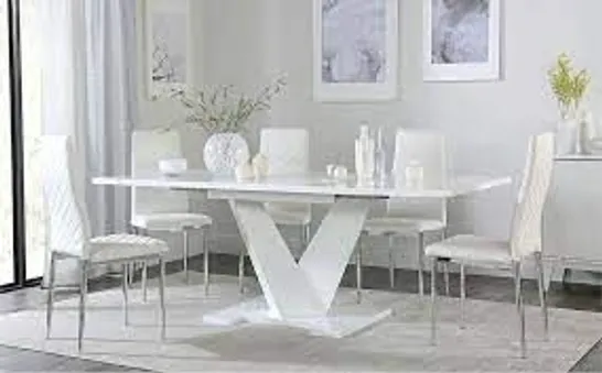 BOXED TURIN WHITE HIGH GLOSS 160-200CM EXTENDING DINING TABLE (4 BOXES)