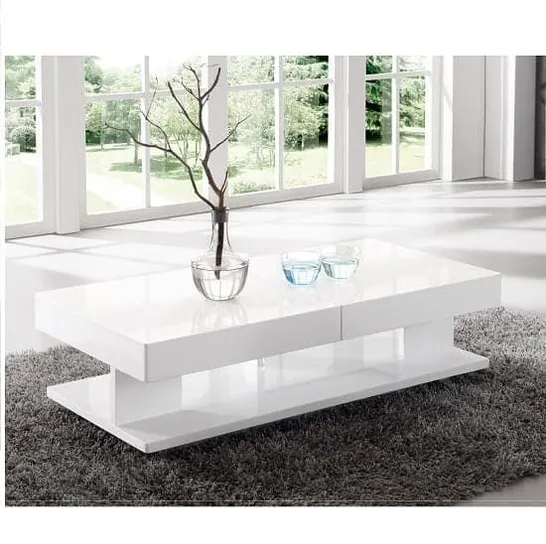 BOXED VERONA STORAGE COFFEE TABLE IN HIGH GLOSS WHITE (1 BOX)