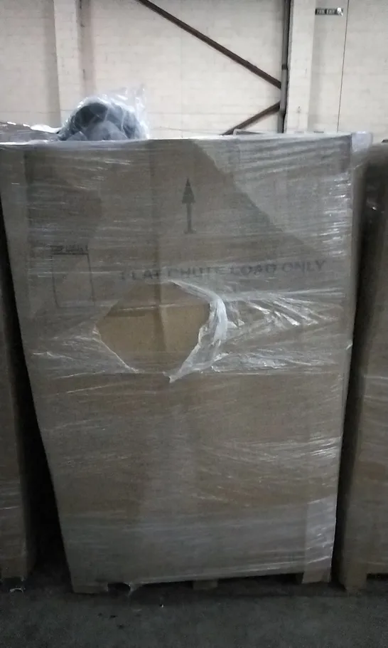 PALLET OF ASSORTED ITEMS INCLUDING COMPUTER ROOM DESK, WINDOW FILM, AICOK JUICE EXTRACTOR, DALSTRONG COOKWARE POT AND HEATED BLANKET