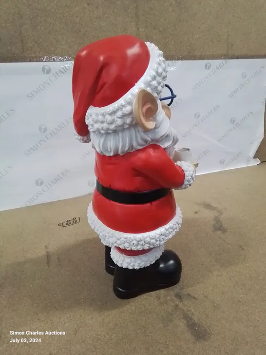 BOXED SANTA HOLDING TRAY OF COOKIES AND COCO ORNAMENT 