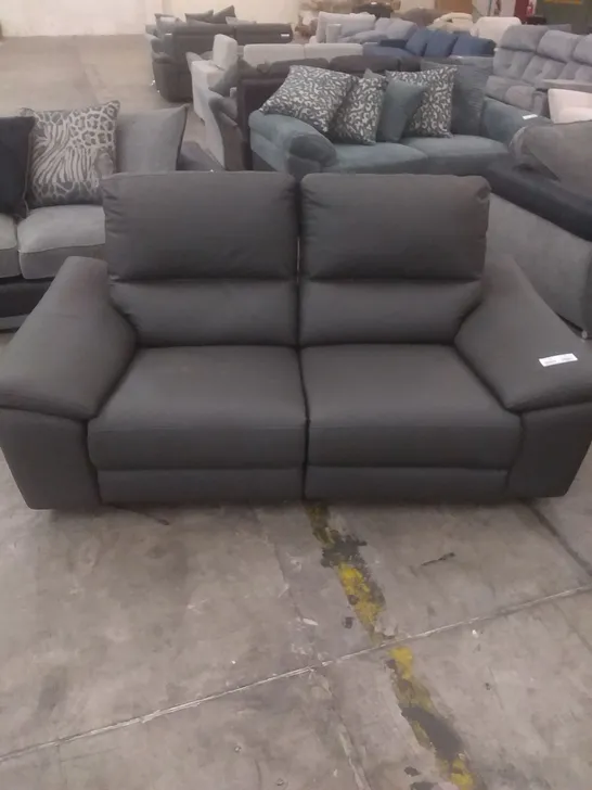 DESIGNER POWER RECLINING 3 SEATER SOFA CHARCOAL LEATHER