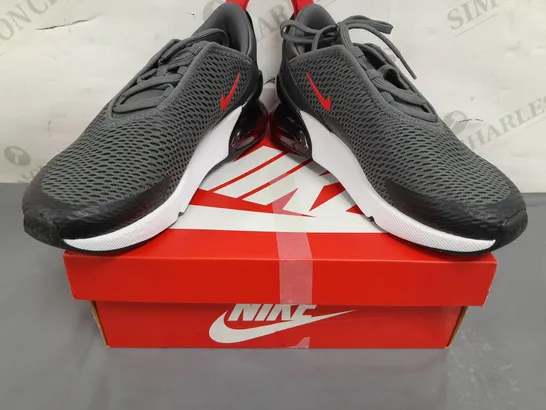 BOXED PAIR OF NIKE AIR MAX 270 SHOES IN GREY/RED UK SIZE 1