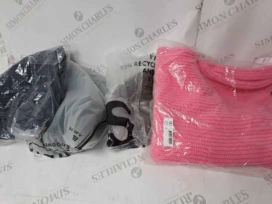 LARGE BOX OF ASSORTED CLOTHING ITEMS IN VARIOUS COLOURS AND SIZES INCLUDING TROUSERS , TOPS AND JUMPERS 