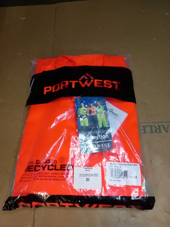 PORTWEST HI-VIS POLYCOTTON JACKET SIZE XL