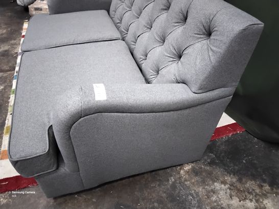 DESIGNER GREY BUTTONED BACK FABRIC METAL ACTION SOFABED 