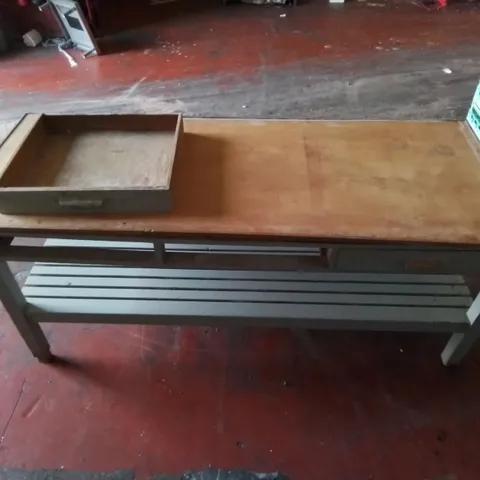 LONG WOODEN WORKBENCH WITH DRAWERS 