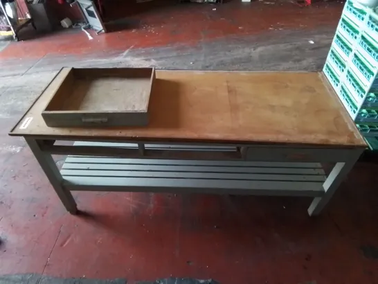 LONG WOODEN WORKBENCH WITH DRAWERS 