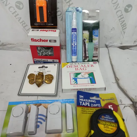 BOX OF APPROXIMATELY 15 ASSORTED ITEMS TO INCLUDE - WINDPROOF MATCHES, DOORBELL SET, NAILS ETC