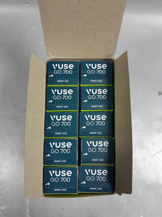 10 X BOXED VUSE GO 700 DISPOSABLE VAPES - MINT ICE 