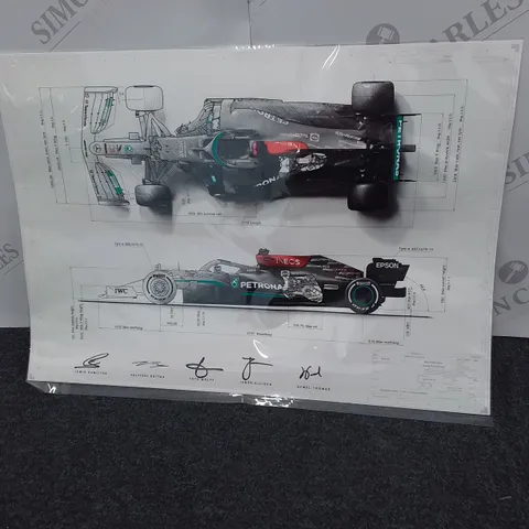 SIGNED MERCEDES F1 LIVERY SCHEMATIC 