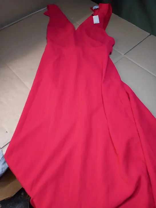 OASIS RED V NECK SLEEVELESS DRESS - SIZE 10