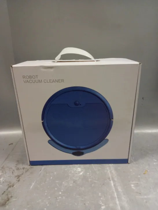 boxed robot vacuum cleaner in black  