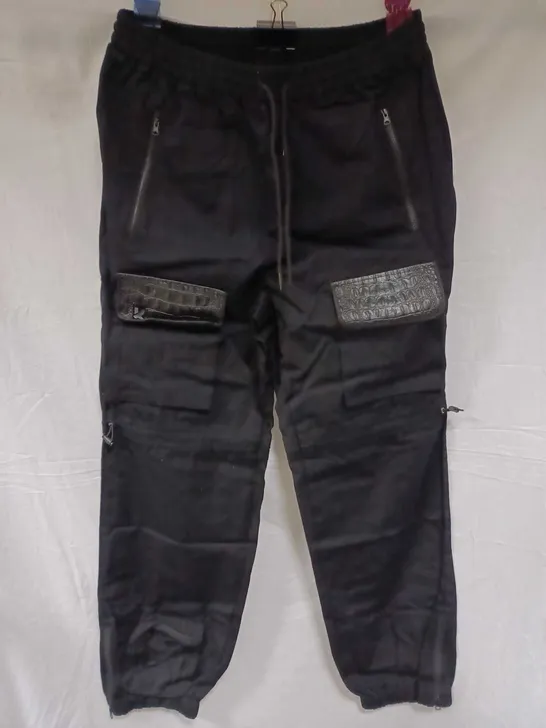 BRAND NEW KOI THE SPRINKLE MEN'S BAGGY CARGO TROUSERS, BLACK - SIZE L