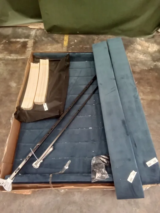 BOXED QUEENSIZE HEADBOARD, FOOTBOARDS AND SLATS - TEAL