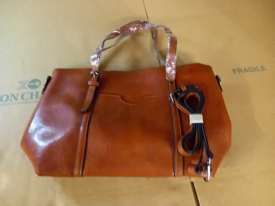 BROWN LEATHER LOOK BAG