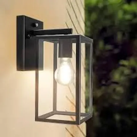 BRAND NEW BOXED SET OF 2 DEPULEY OUTDOOR WALL LIGHT WITH TWILIGHT SENSOR, RETRO OUTDOOR WALL LIGHT MADE OF GLASS AND METAL, 1 X E27 SOCKET MAX. 60 W, BLACK MODERN OUTDOOR LIGHTS (1 BOX)