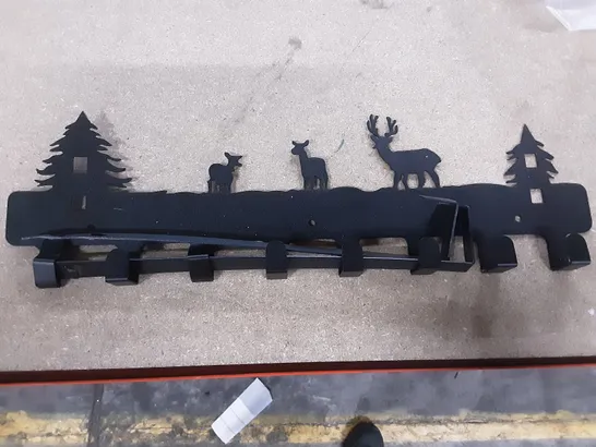 BAGGED BLACK DEER HOOKED COAT RACK