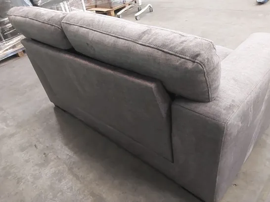 DESIGNER MANHATTAN 2 SEATER GREY PLUSH VELVET UPHOLSTERED SOFA