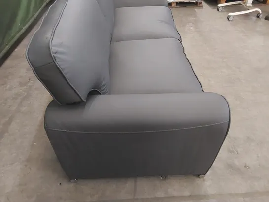 DESIGNER BURFORD 3 SEATER GREY FAUX LEATHER SOFA 