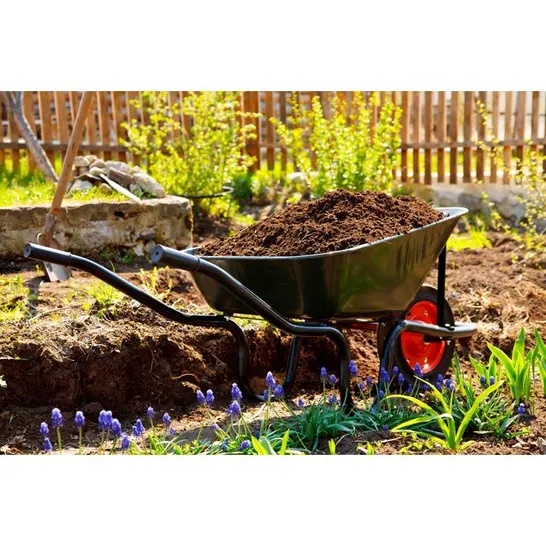 BAGGED WHEELBARROW IN A GARDEN PAINTING BY NOBILIOR (1 BOX)