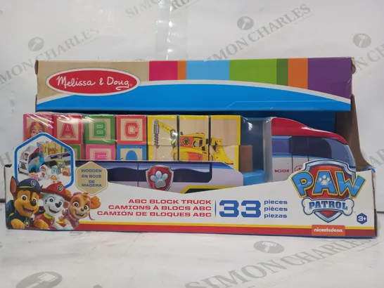 MELISSA & DOUG PAW PATROL ABC BLOCK TRUCK