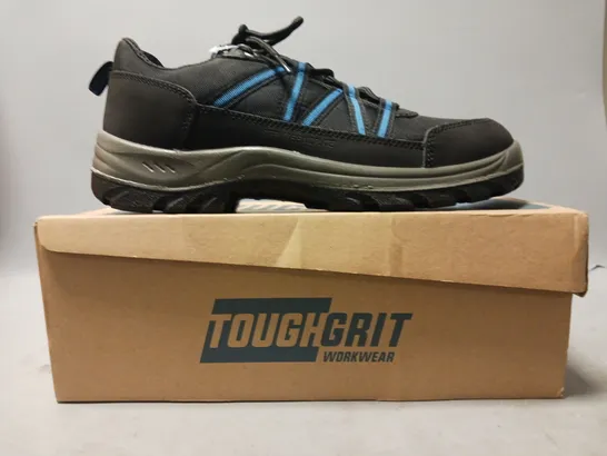 BOXED PAIR OF TOUGH GRIT ALDER 2 STEEL TOE SAFETY SHOES IN BLACK/BLUE UK SIZE 10