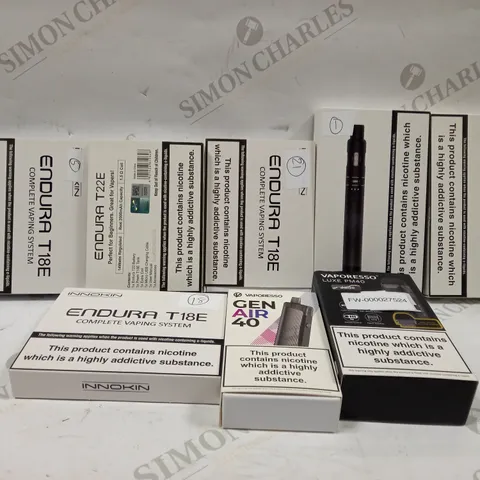 BOX OF ASSORTED ELECTRONIC CIGARETTES TO INCLUDE VAPORESSOO ETC