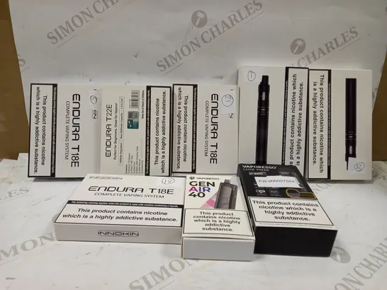 BOX OF ASSORTED ELECTRONIC CIGARETTES TO INCLUDE VAPORESSOO ETC