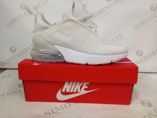 BOXED PAIR OF NIKE AIR MAX 270 SHOES IN WHITE UK SIZE 1