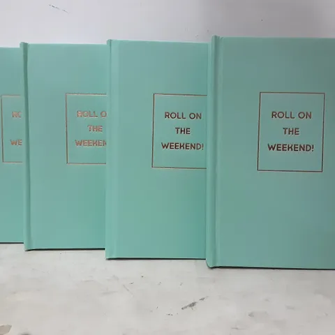 10 BRAND NEW BOXED A5 'ROLL ON THE WEEKEND ' NOTEBOOK PACKS OF 8(80 NOTEBOOKS IN TOTAL)