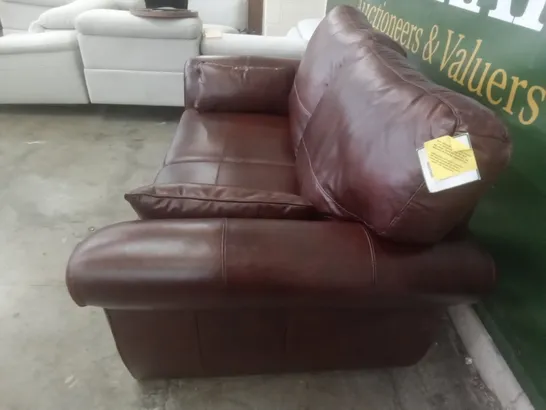 QUALITY DESIGNER 2 SEATER SOFA - BROWN LEATHER 