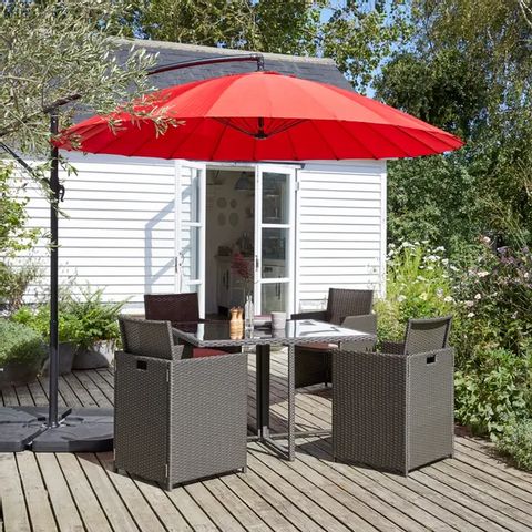 BOXED 3M SHANGHAI CANTILEVER PARASOL - RED (1 BOX)