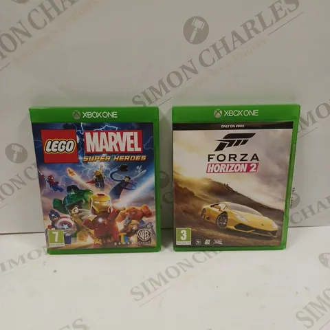 2 X ASSORTED XBOX ONE GAMES. INCLUDES LEGO MARVEL SUPER HEROES & FORZA HORIZON 2 