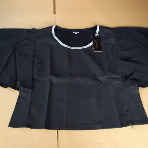 BRAND NEW KINTSUGI CROPPED BLACK TOP WITH BATWING SLEEVES AND HIDDEN SIDE ZIP - 18