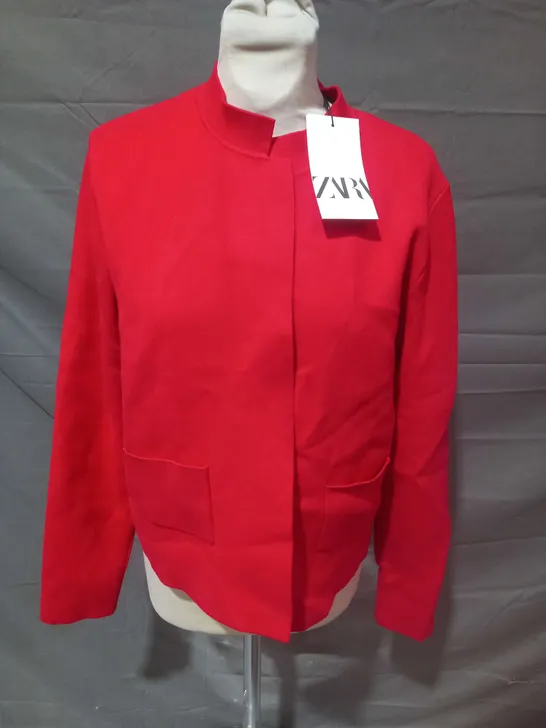 ZARA RED OPEN FRONT CARDIGAN - XL