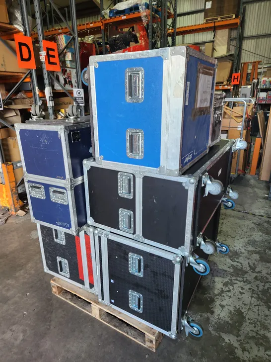 PALLET OF 6 ASSORTED FLIGHT CASES OF VARIOUS SIZES