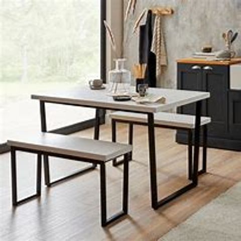BOXED VIXEN RECTANGULAR DINING TABLE BLACK AND WHITE
