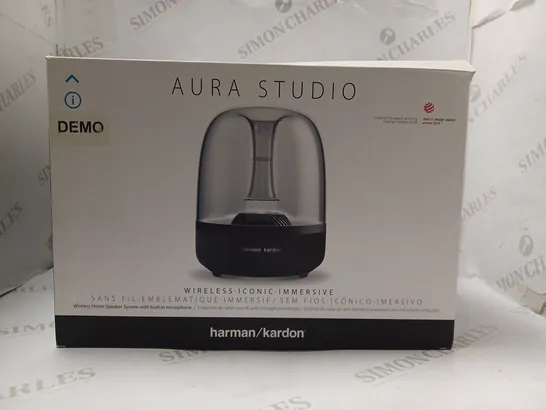 BOXED HARMAN KARDON AURA STUDIO WIRELESS HOME SPEAKER SYSTEM WITH BUILT IN MICROPHONE