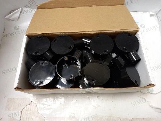 BOX OF APPROX. 25 SCHNEIDER ROUND CONDUIT TOWER 1-WAY TERMINAL BOX 25MM BLACK