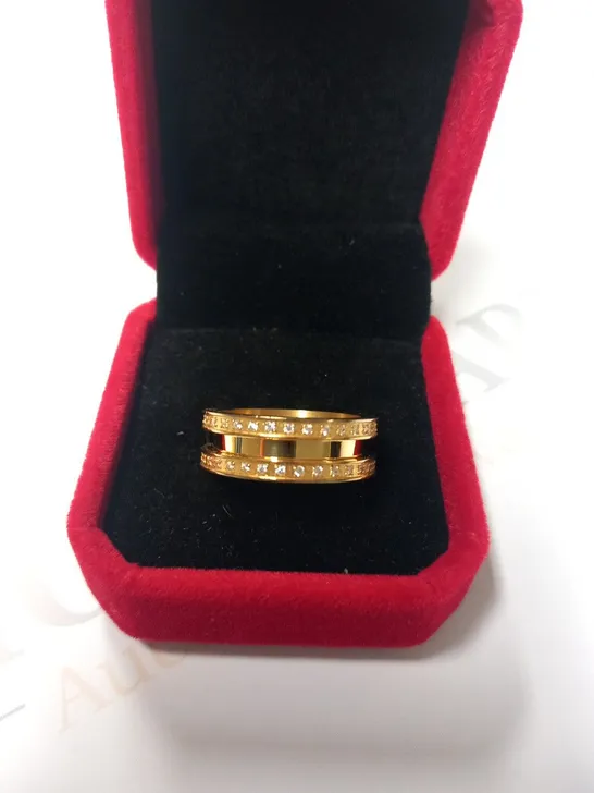 BERING GOLD PLATED STONE SET OUTER RING SIZE 8